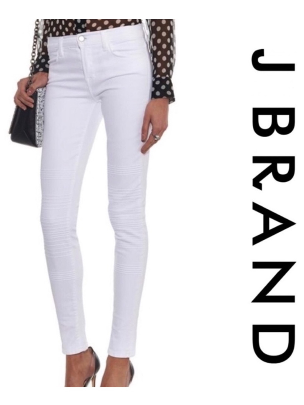 J BRAND Rare Willow Blanc Super Skinny White Moto Jeans Size 27 Midrise